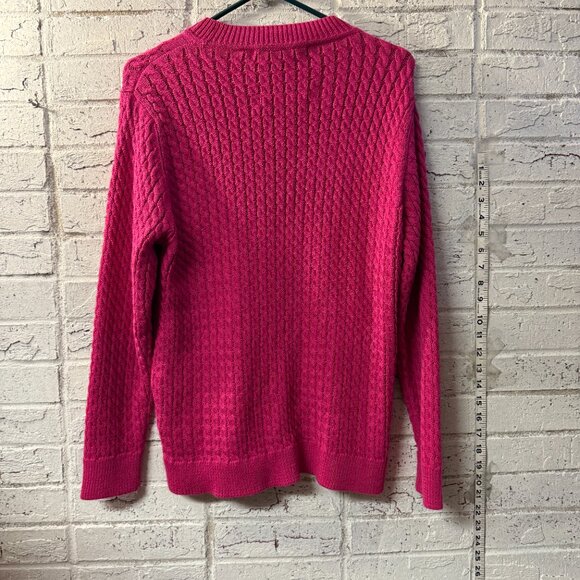 CHRLDR Cheerleader Hot Pink Cable Knit Star Sweater (XS) - Picture 6 of 10